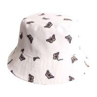 Dvacaman 2020SS Fashion Cute 4 Colors Butterfly Printed Cotton Fishermen Hat/Bucket Hat for Women Spring Summer